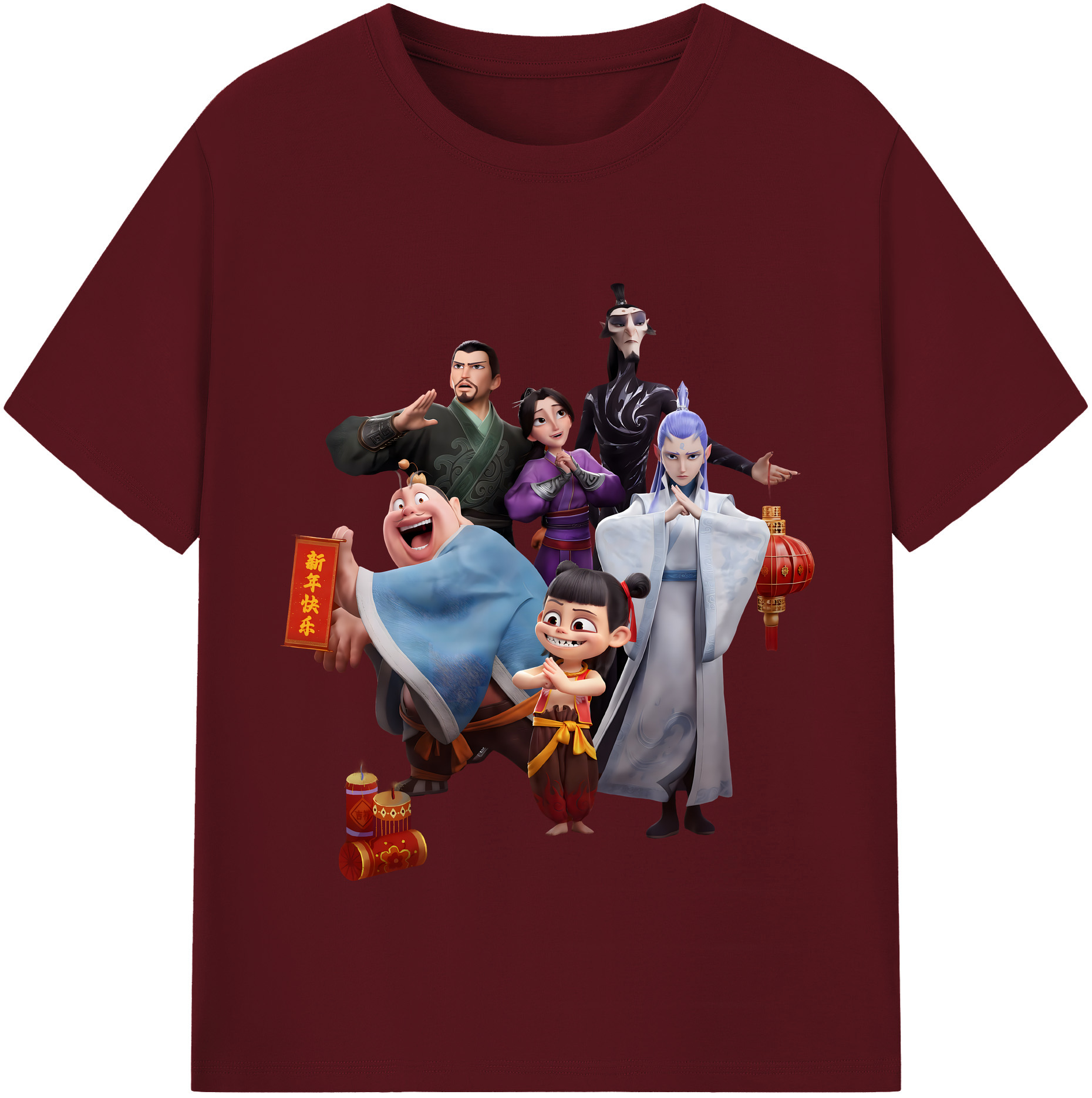 （画像用） Ne Zha 2 ナタ 魔童の大暴れ 綿100％半袖Tシャツ（フロントプリント）